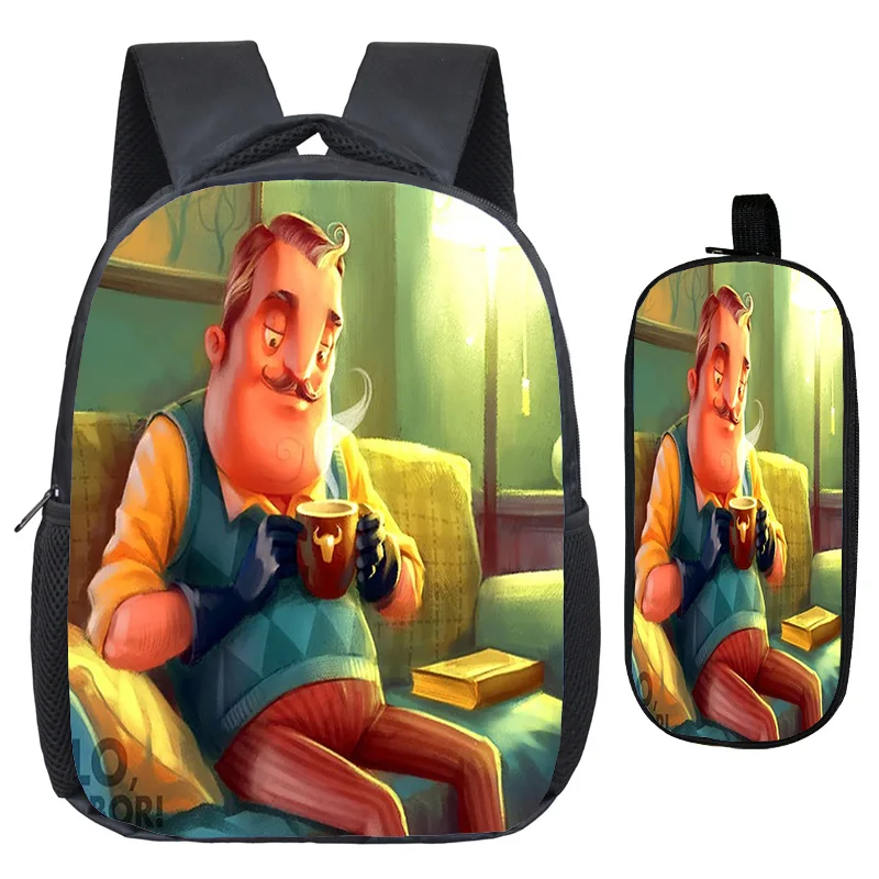 Милый рюкзак Hello neigher, школьные сумки, отличное качество печати, узор, рюкзак для детей, Детский рюкзак для детского сада с ручкой