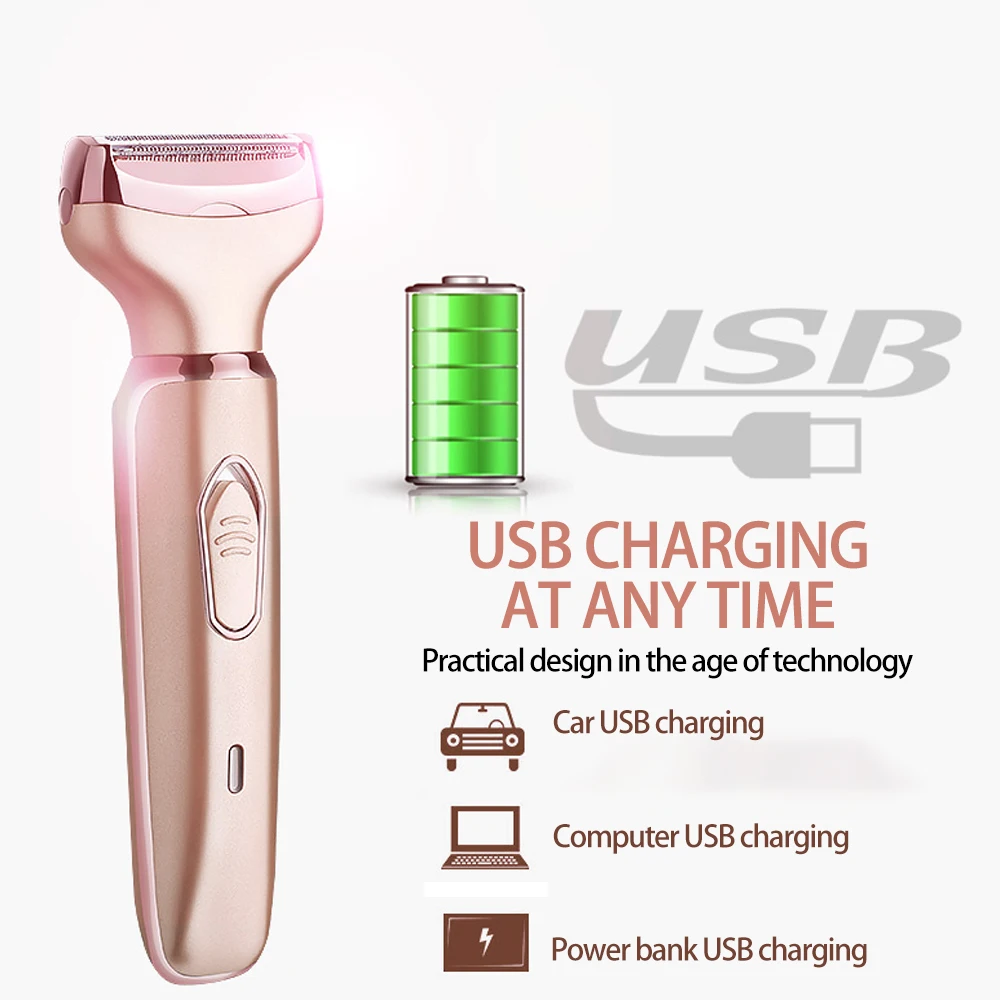 

2 In 1 Lady Shaver Women Epilator Face Facial Body Hair Removal Device USB Rechargeable Shaving Machine Electric Trimmer Razor