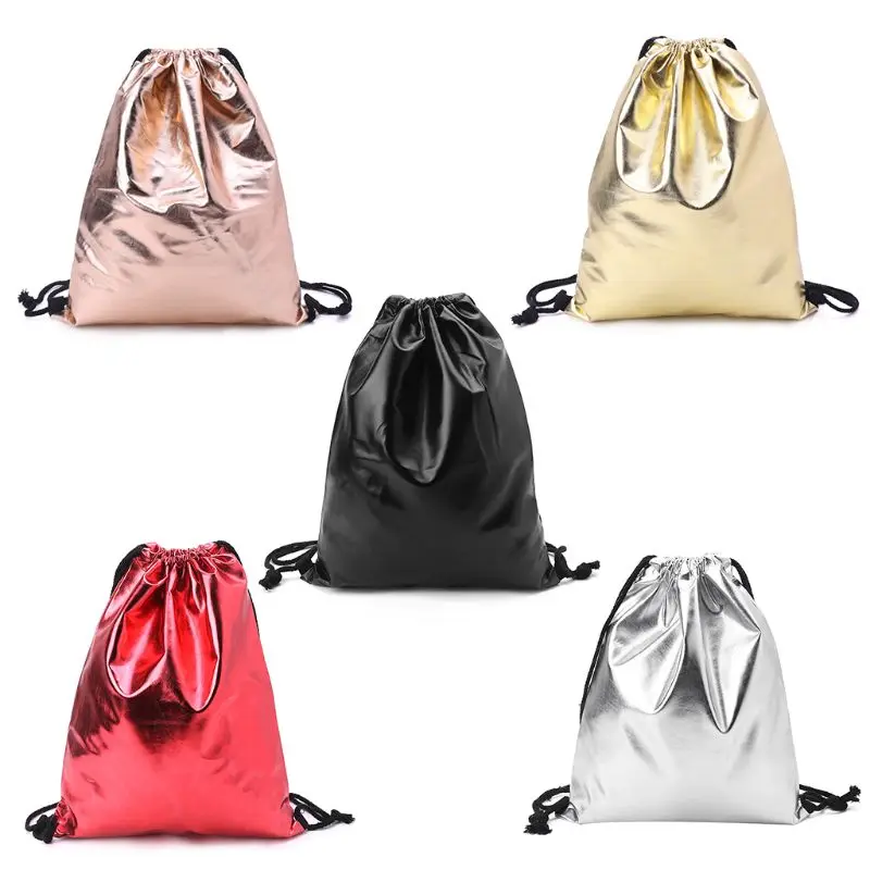 Waterproof Drawstring Backpack Bag PU Leather Women Sport Gym Sack Cinch Bags | Багаж и сумки