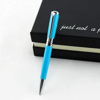 luxury writing business office pen high quality blue and silver rollerball pen with original gift case 0 7mm metal ballpoint pen