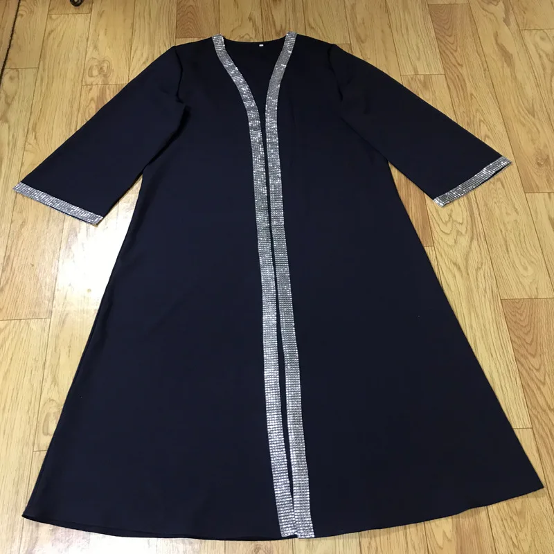 

Muslim Dress Women Open Abaya Dubai Arab Loose Long Robe Lace-up Rhinestone Hijab Outwear UAE Islamic Clothes Plus Size Vestidos