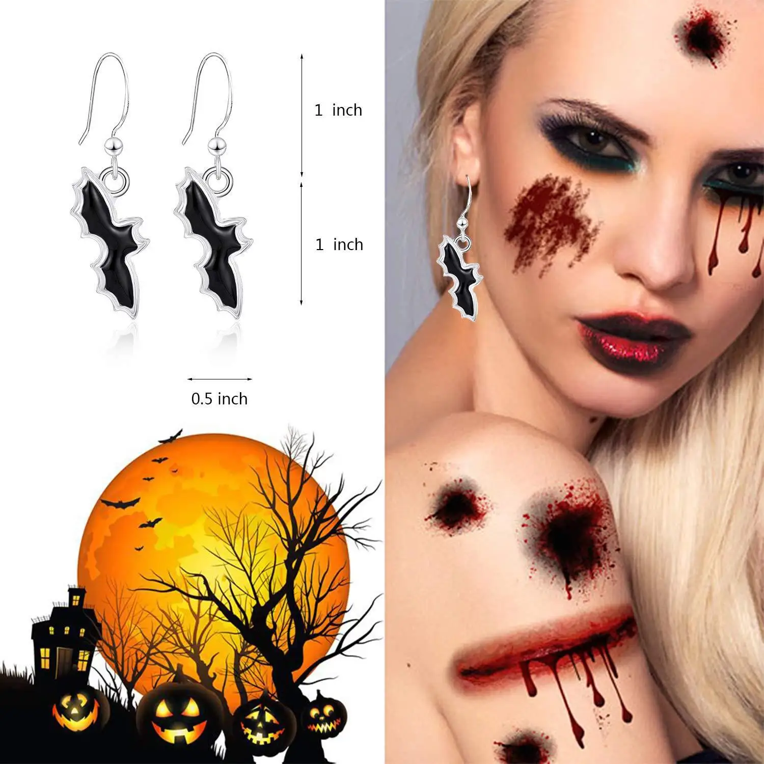 

Funny Halloween Earrings Pumpkin Bat Party Skull Black Cat Girl Funny Halloween Gift Happy Halloween Party Decor 2021