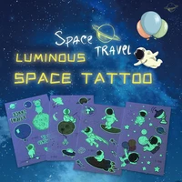 1 sheet luminous tattoo sticker for kids horse moon airship pattern water transfer starry space cartoon tattoo sticker ra049
