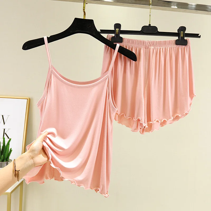 

2021 Summer Sexy Modal Camisole Female Large Size Loose Two-piece Sling Suit Couple Swimsuits Beach Wear Plus Size Cool Swimwear