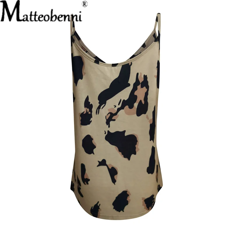 

Women Fashion Tops Sexy Sleeveless Camisole V-Neck Leopard Print T-Shirt Blouse Cami Top Ladies Pullover 2021 Summer Beach Vest