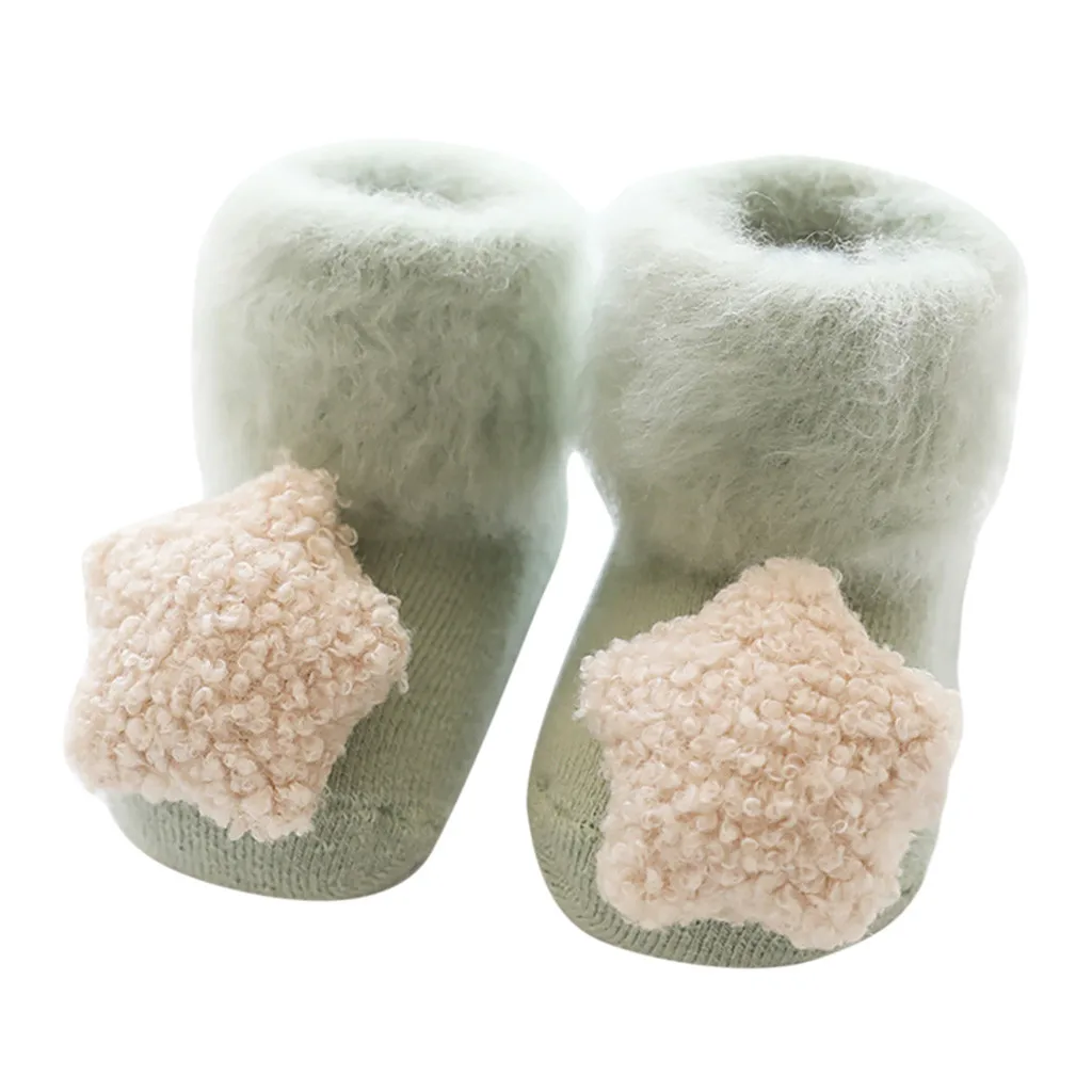 Милые зимние теплые хлопковые носки для малышей домашние Разноцветные детские