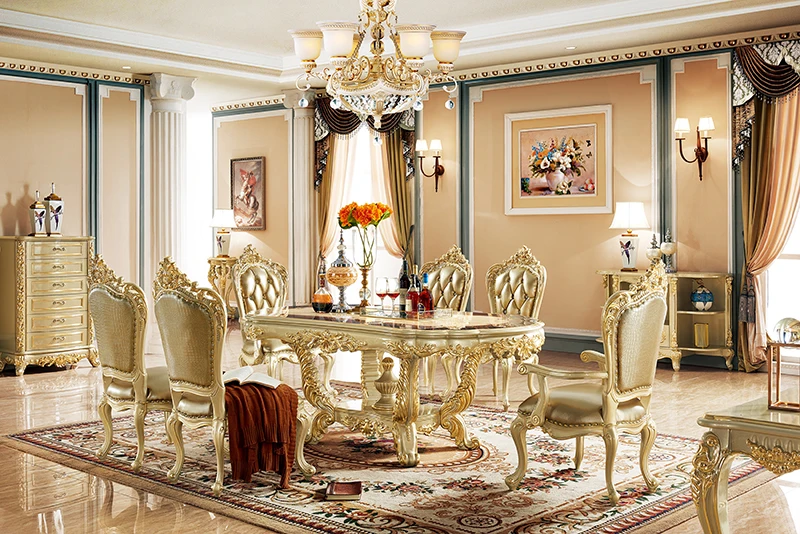 Антикварная столовая мебель Роскошные из натуральной кожи твердые деревянные