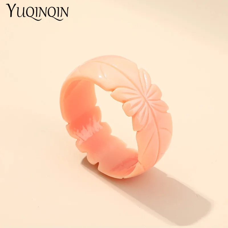 Женские винтажные браслеты манжеты из смолы с гравировкой и цветами акриловые