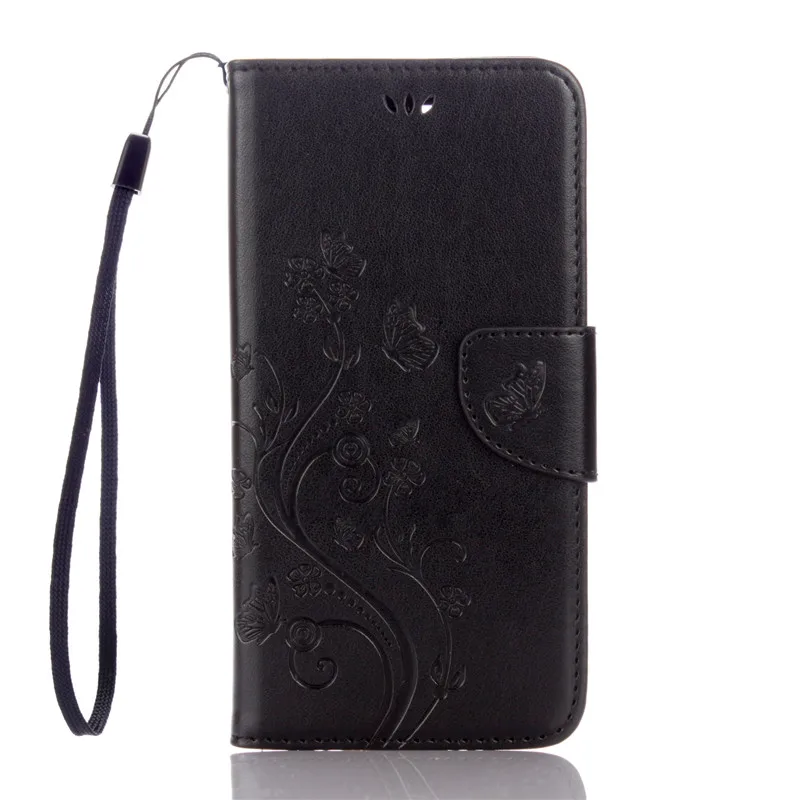 Кожаный чехол с бабочками и цветами для lenovo K5 Dual Plus A6020 A6020a46 A6020a40, откидной Чехол-бумажник для lenovo Vibe K5, чехол для телефона - Цвет: Черный