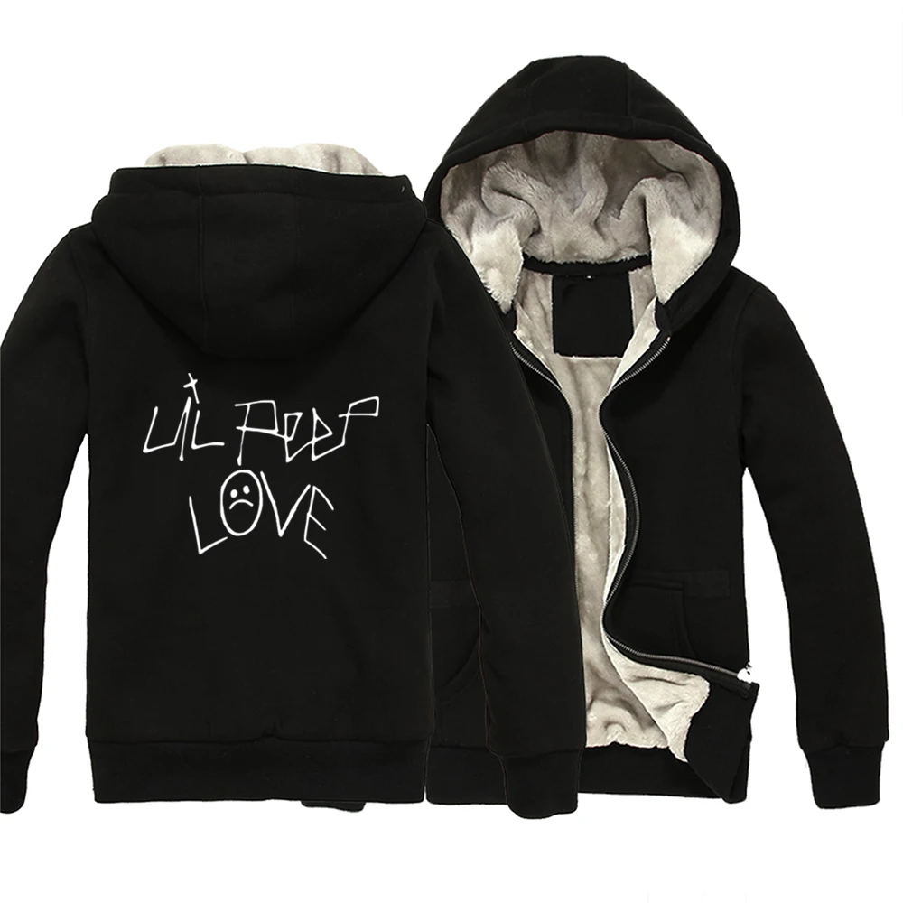 Lil Peep Cry Baby Man Boy Parkas Full Zip Coat Plus Velvet Autumn Winter Couple Clothes ZIIART