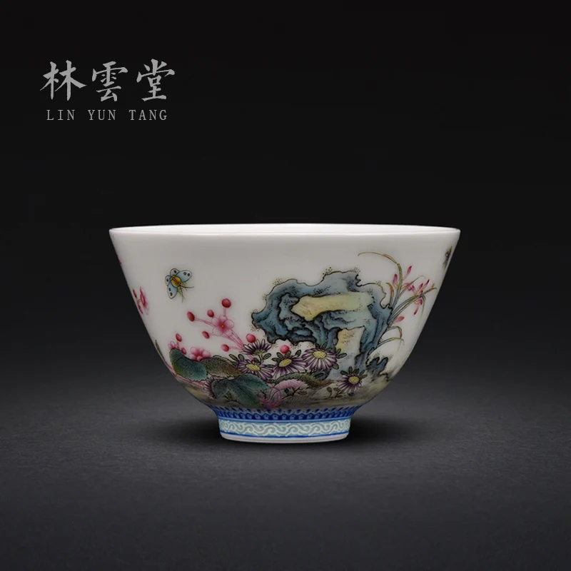 

Цветная эмалированная чашка-бабочка для мастеров с хризантемой, чашка из керамики Цзиндэчжэнь, ручная чашка для чая кунг-фу