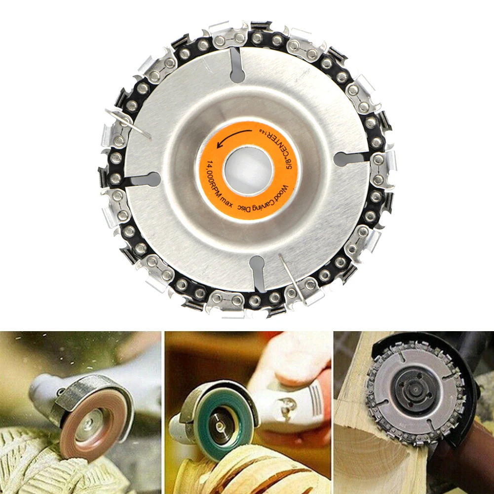 

Saw Blade Wood Carving Disc Angle Grinder Disc 22 Tooth Chain Saw Blade for Carving Cutting Removing Wood Accessories 4 Inch