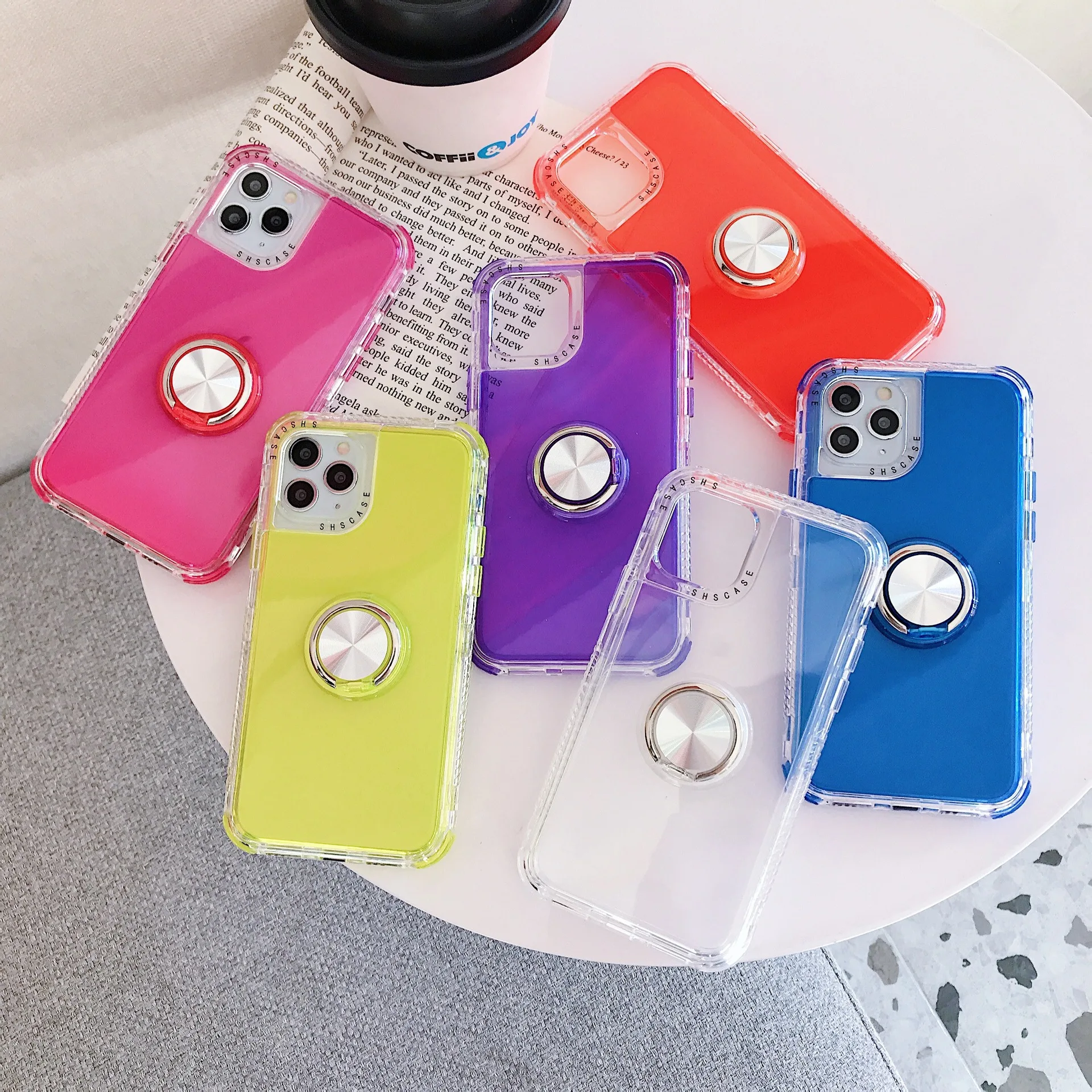 

For iPhone 11 Pro Max 11 Pro Fluorescent Color Four-corner Anti-drop Bracket Anti-drop Protective Cover For iPhone 11