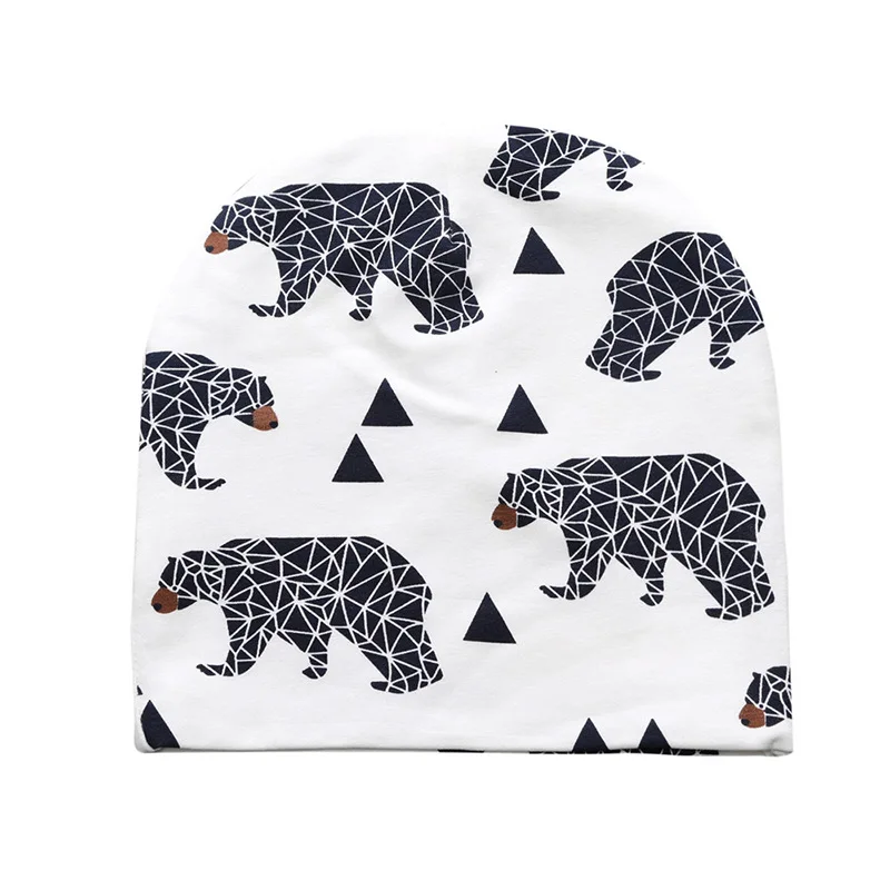 Baby Cotton Bibs Bandana With Hats Caps Infant Boys Girls Beanie Print Toddler Hat Cap Bib 2 Pieces Accessories | Детская одежда и