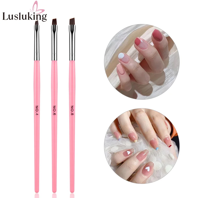 

3Pcs Pink Row Dotting Dot Phototherapy Nail Painting Crystal Carving UV Gel Nail Art Polish Tips Pen Brush Manicure Tools Set