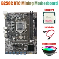 b250c mining motherboard with rgb cooling fang3900 cpusata cable 12 pcie to usb3 0 gpu slot lga1151 support ddr4 ram