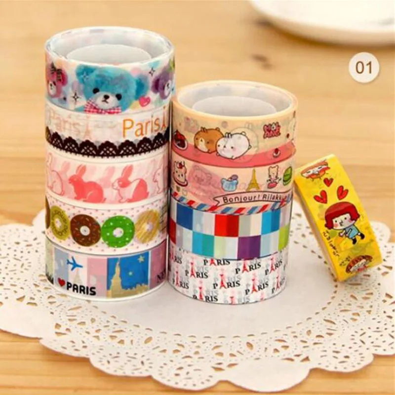 10 шт./упаковка разноцветная офисная клейкая лента 5 метров | Канцтовары для офиса