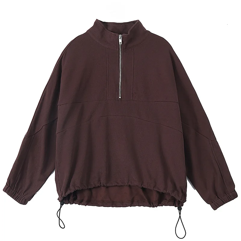 

2021 Spring Loose Long Sleeve Tees And Tops Black Color Turtle Neck Pullovers Female Sweatshirt Hoodies Harajuku Streetwer