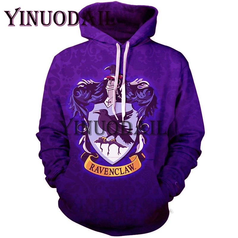 D Wizardry 3D Толстовка с принтом и карманом Ravenclaw Gryffindor для взрослых унисекс Толстовка костюм толстовки Мужская одежда - Цвет: D