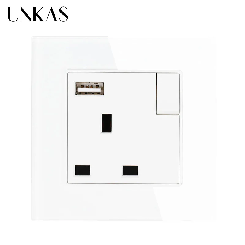 UNKAS Выход 5V 2.1A с украшением в виде кристаллов Стекло Панель 3 отверстия
