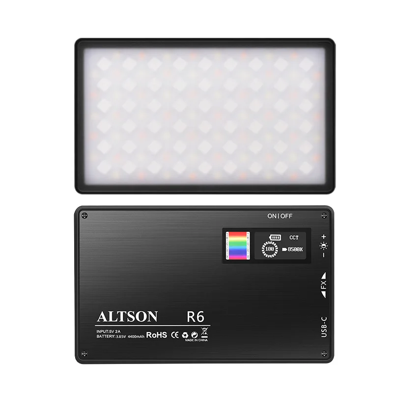 Фото Портативная Светодиодная лампа для фотосъемки ALTSON R6, светодиодный светильник для студийсветильник фотосъемки в реальном времени, полноцве... №4