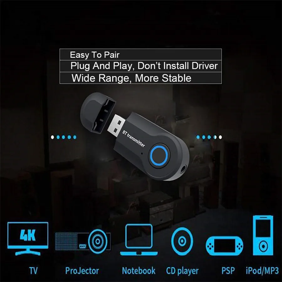 CRDC Bluetooth Audio Transmitter 3.5mm AUX Jack RCA 4.2 USB Wireless Adapter For TV PC Speaker Headphone | Электроника