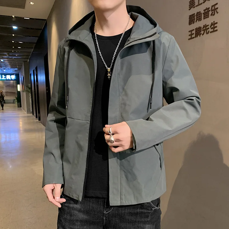

2021 new men's jacket spring and autumn Korean fashion versatile top Hooded Coat youth leisure slim men's wear