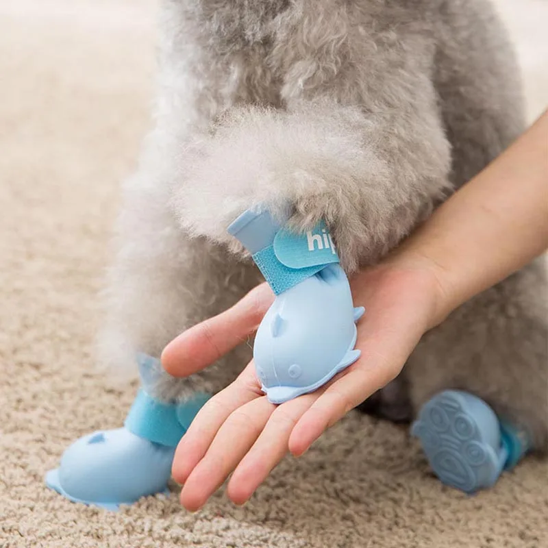

4Pcs Waterproof Pet Dog Shoes Rain Boots Small Dogs Portable Anti Slip Foot Cover Pet Silicone Shoes For Pomeranian Bichon Teddy