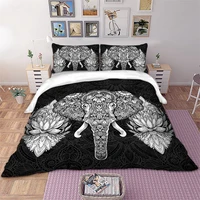 wongs bedding bohemian elephant bedding set black color duvet cover pillowcases twin full queen king bed set home textiles