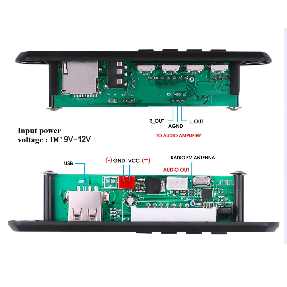 Kebidu беспроводной Bluetooth 5 0 DC 9V 12V MP3 WMA декодер плата аудио модуль USB TF радио с экраном