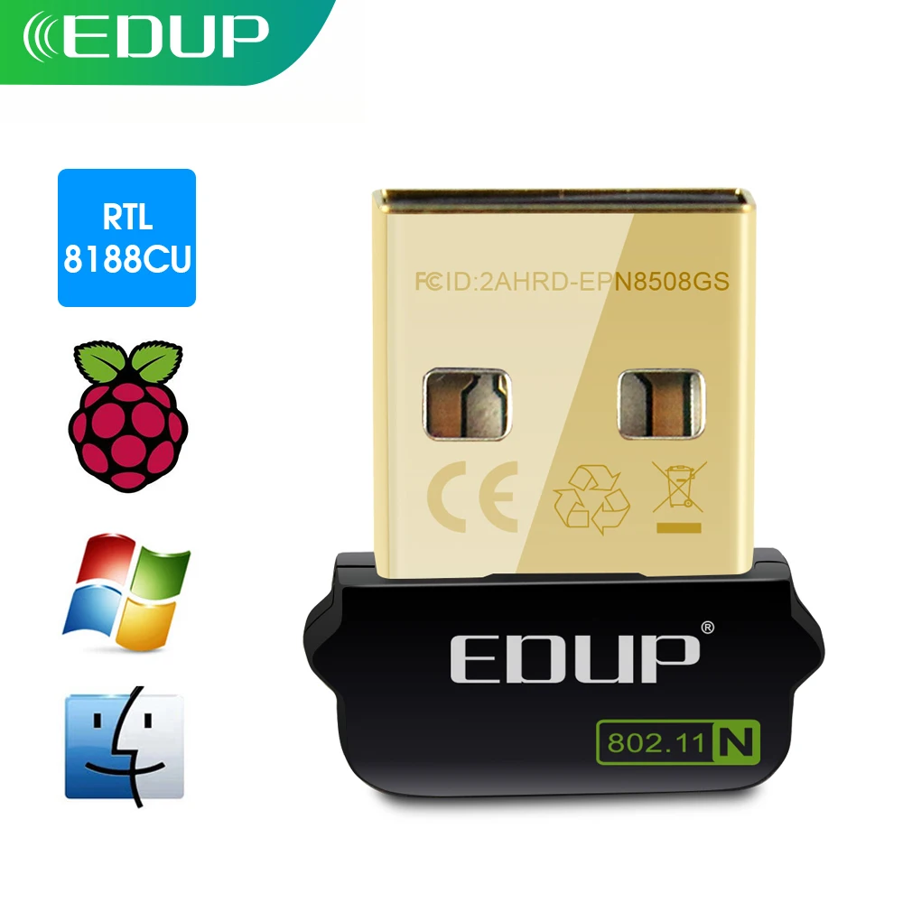 

EDUP 150Mbps USB WiFi Adapter 2.4GHz USB2.0 Ethernet Network Card Wireless Receiver for Driver Free Raspberry Pi Mini Computer