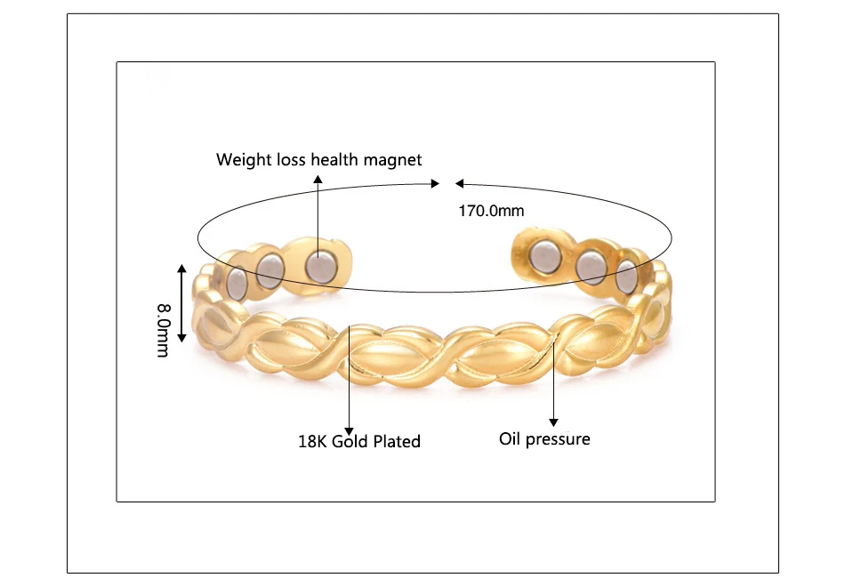 Магнитный медный браслет с витым узором лечебный биотерапевтический