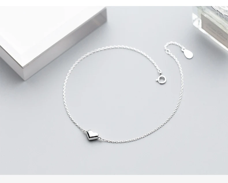 Colusiwei Simple Design Heart Silver Anklet for Women 925 Sterling Silver Bracelet for Ankle and Leg Fashion Foot Jewelry Gift