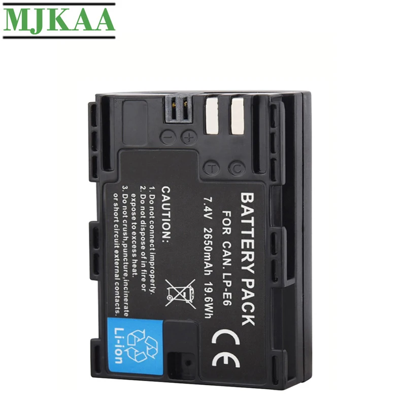 MJKAA 1 шт. 2650 мАч LP E6 7 4 В 19.6Wh батарея для камеры Canon EOS 5DS R 5D Mark II III 6D 7D 60D 60Da 70D 80D DSLR