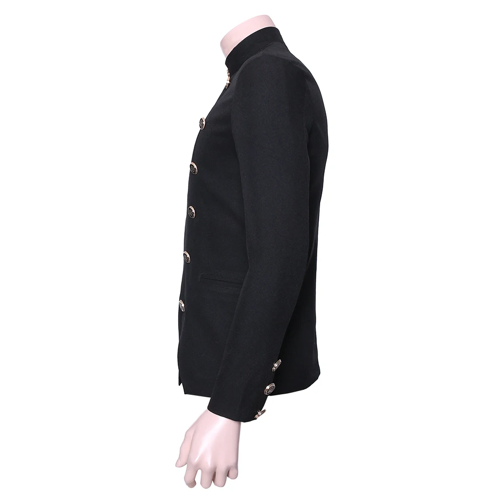 

Adult Mens Medieval Casual Black Long Sleeve Cotton Jackets Coat Costume Outfits Halloween Carnival Suit