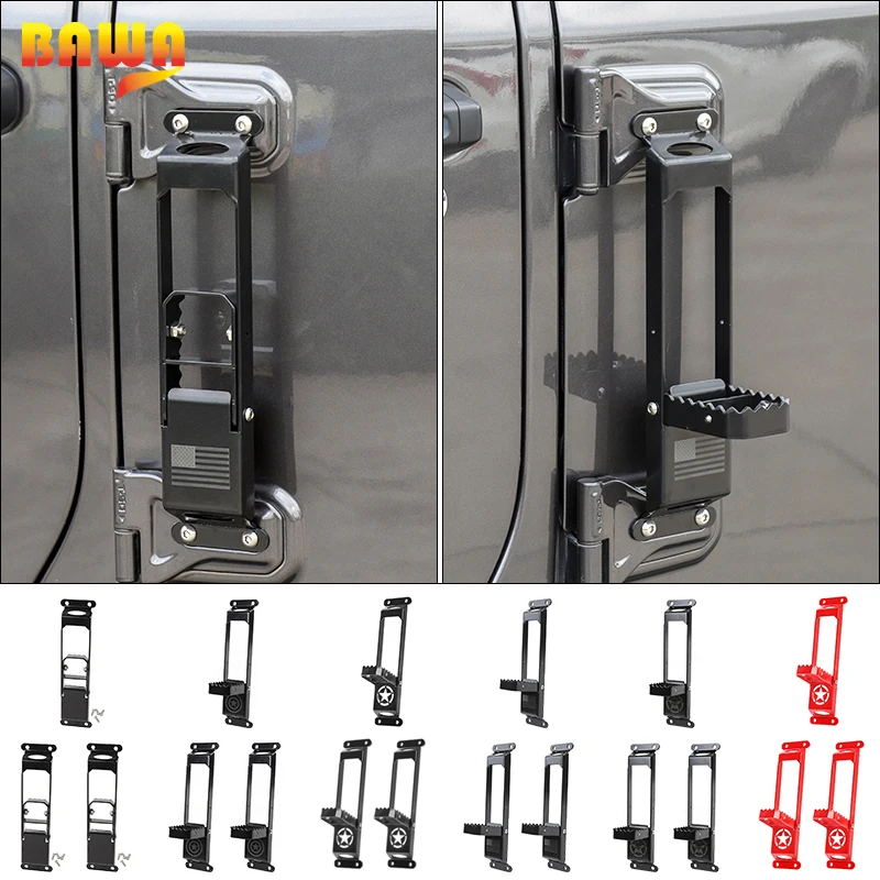 

Автомобильные Внешние запчасти BAWA, аксессуары для Jeep Wrangler JL 2018 2019 2020 2021, дверные петли, подставка для ног, педаль для Jeep Wrangler JK