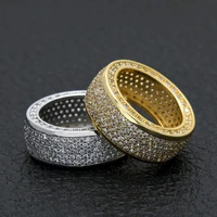 hip hop stainless steel cubic zirconia rings iced out high quality micro pave cz ring women men gold silver plated finger ring