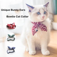 unique bunny ears bowtie cat collar japan traditional lucky pendant and gold bell safety breakaway light weight soft durable