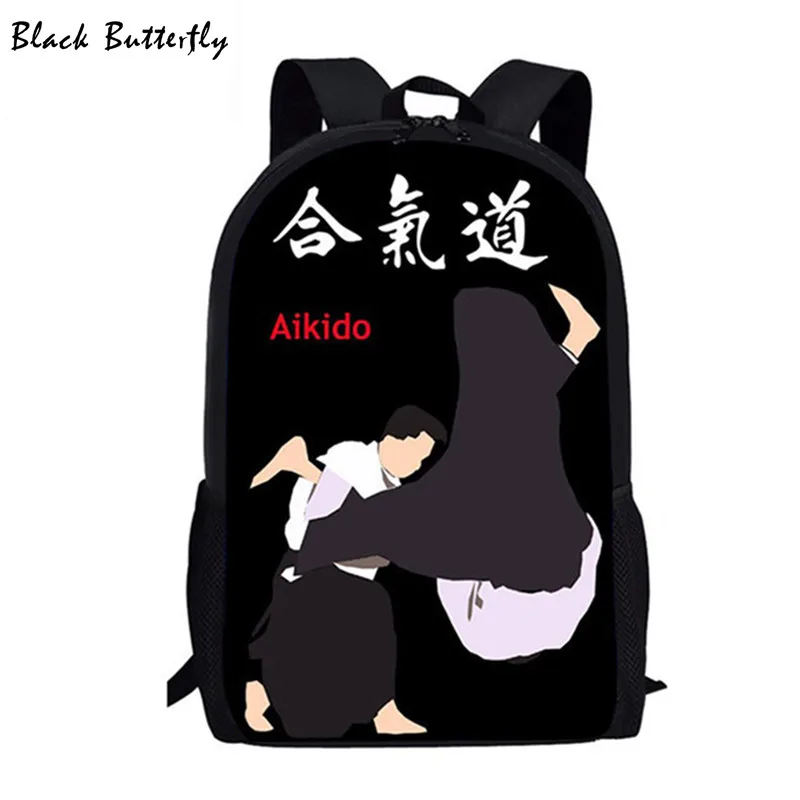 Детская сумка, китайские школьные ранцы Kongfu Judo, крутой рюкзак с принтом Aikido для девочек и мальчиков, ранцы, Детская сумка