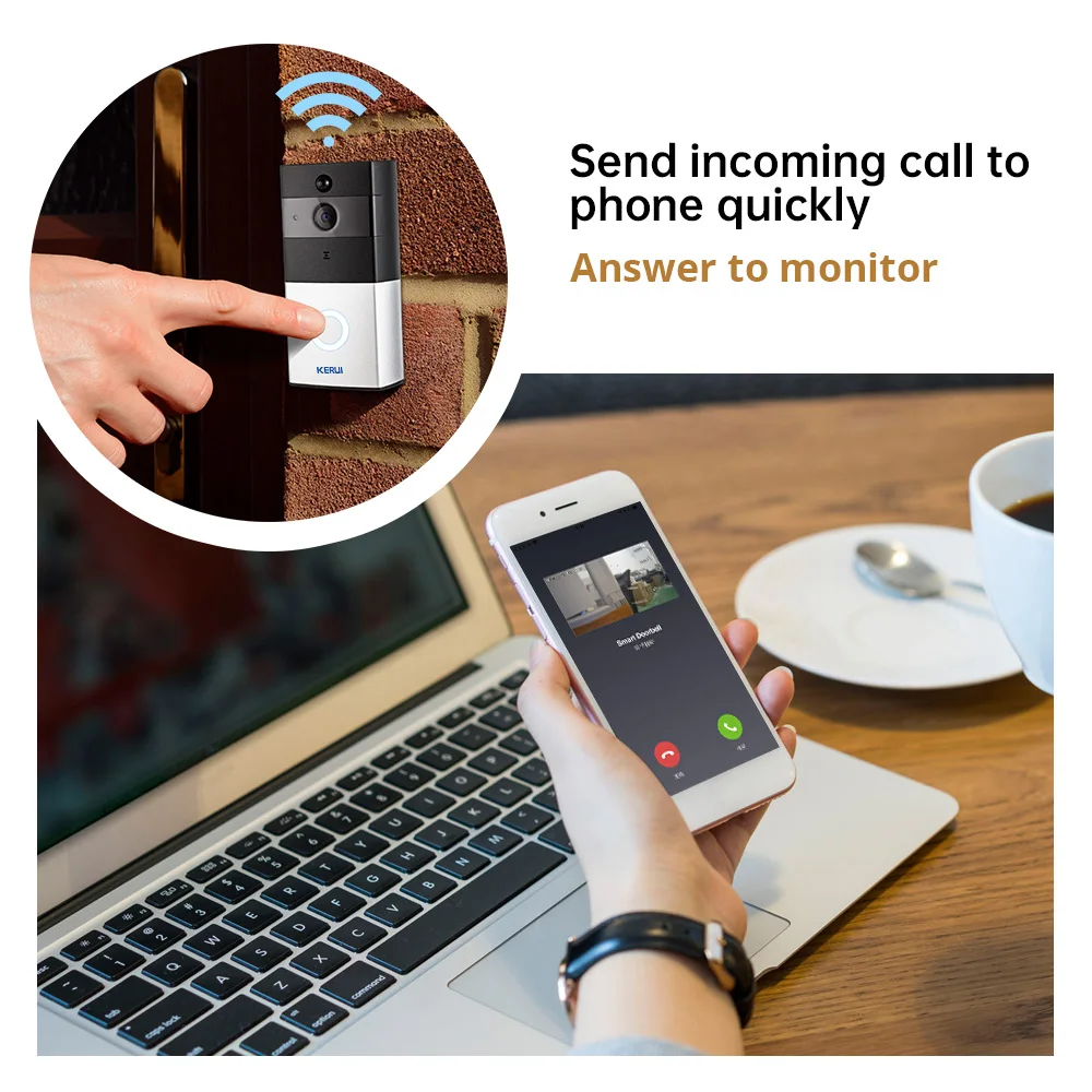 Видеодомофон KERUI Tuya 1080P Smart Life с поддержкой Wi-Fi | Безопасность и защита