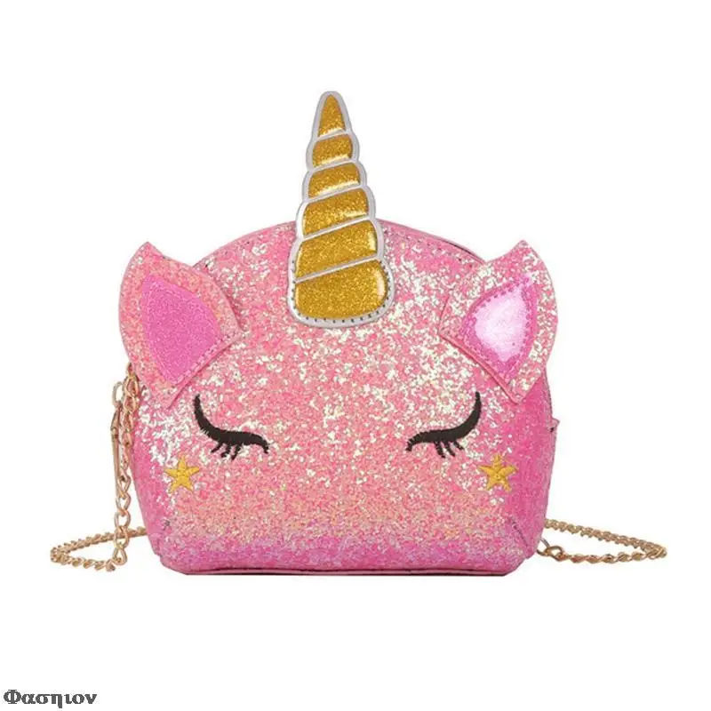 Рюкзак женский из ПУ кожи с блестками и единорогом | Багаж сумки