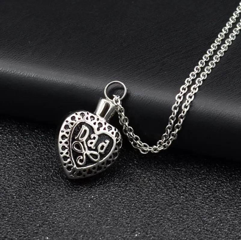 Ретро Открытое сердце папа подвеска урна ювелирные изделия Мемориал зола после