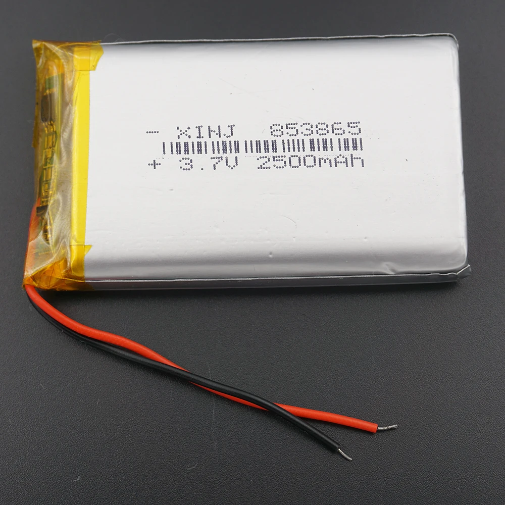 

3.7V 2500 mAh 853865 Rechargeable Polymer Li Lithium Lipo Battery Cells For E-Book PAD MID Car Camera Toys Sat Nav MP4
