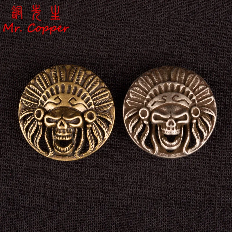 Винтажные индийские кожаные винты в форме головы латунные скелетоны Панк