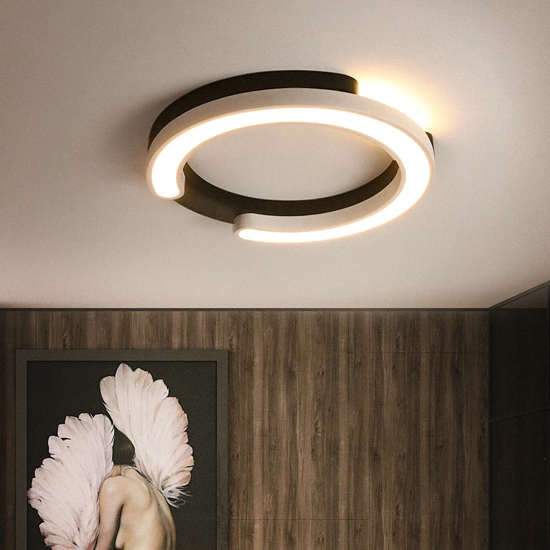 Квадратные/круглые белые + черные потолочные светильники для гостиной спальни