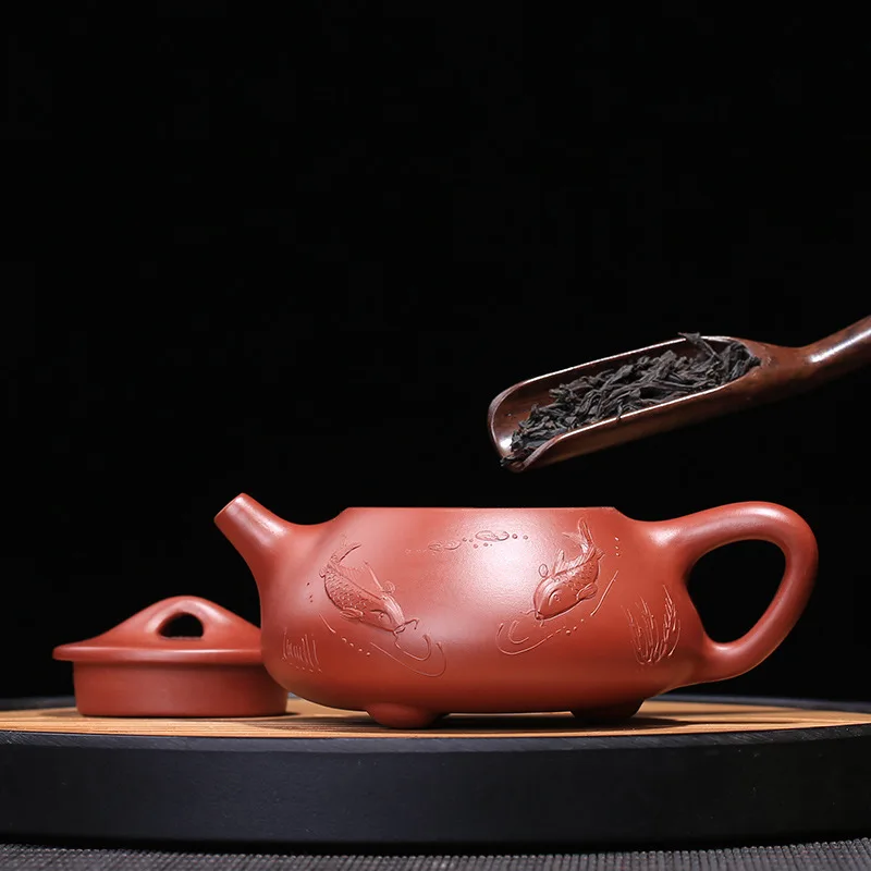 Handpainted fish yixing teapot handmade kung fu kettle with gfit box | Дом и сад