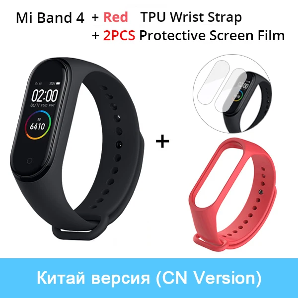 CN N Red Strap Xiaomi mi Band 4, музыкальный смарт-браслет mi band 4, фитнес-браслет, 135 мА/ч, цветной экран, 50 м, водонепроницаемый, Bluetooth 5,0 - Цвет: CN N Red Strap