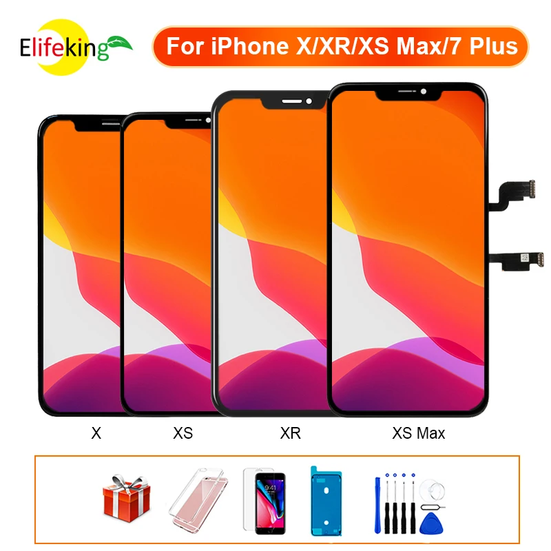 100 tested lcd display for iphone x xr xs max touch screen digitizer assembly phone screens replacement for iphone 7 plus free global shipping