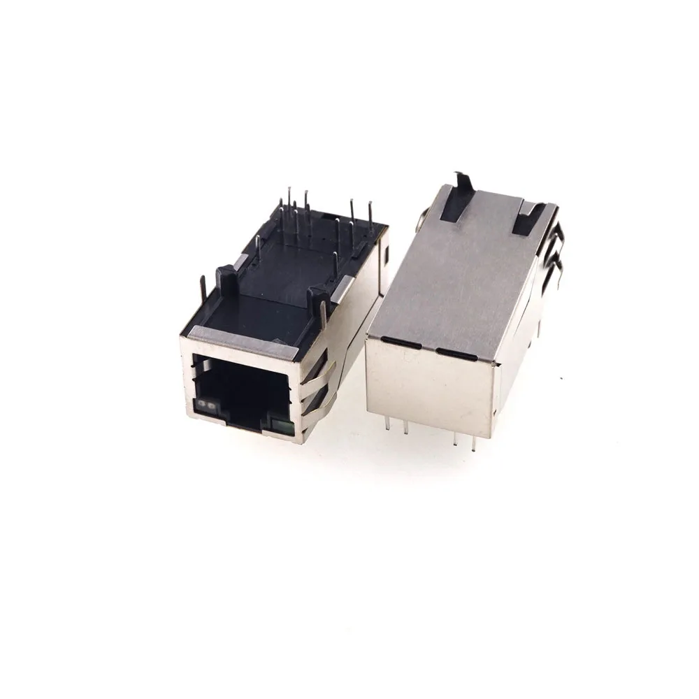 RJ45 Module Jack Tab UP 1 Port Shielded EMI Finger Magnetics Green Yellow LED Right Angle Through Hole 100 Base POE | Обустройство