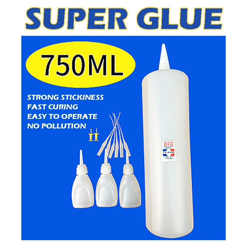 750ML 502 Super Glue Instant Quick Dry Cyanoacrylate Strong Adhesive Quick Bond Leather Rubber Metal Office Supplies Fast Glue